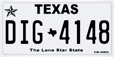 TX license plate DIG4148