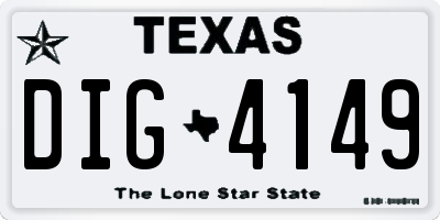 TX license plate DIG4149