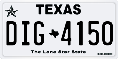 TX license plate DIG4150