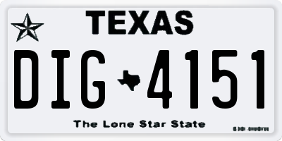 TX license plate DIG4151