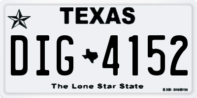 TX license plate DIG4152