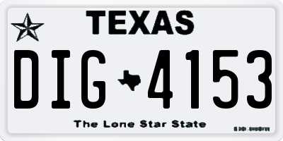 TX license plate DIG4153