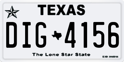 TX license plate DIG4156