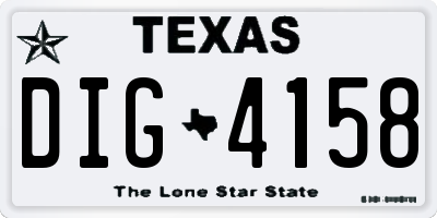 TX license plate DIG4158