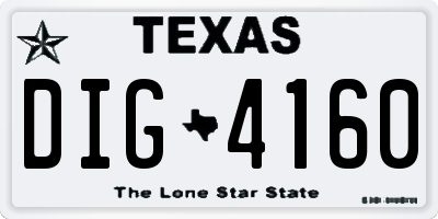 TX license plate DIG4160