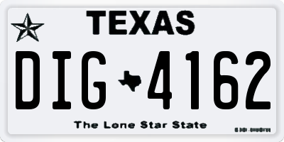 TX license plate DIG4162