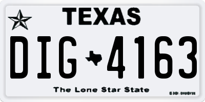 TX license plate DIG4163