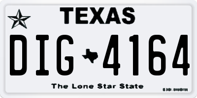 TX license plate DIG4164