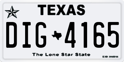 TX license plate DIG4165