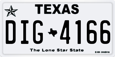 TX license plate DIG4166