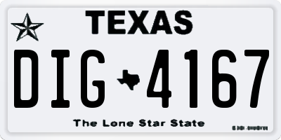 TX license plate DIG4167