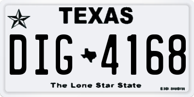 TX license plate DIG4168