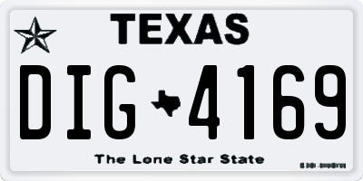 TX license plate DIG4169