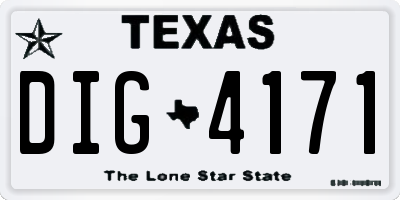 TX license plate DIG4171