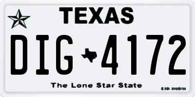 TX license plate DIG4172