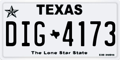 TX license plate DIG4173
