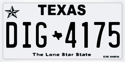 TX license plate DIG4175
