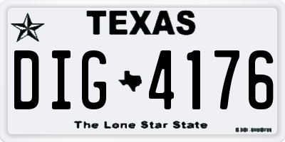 TX license plate DIG4176