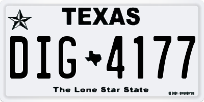 TX license plate DIG4177