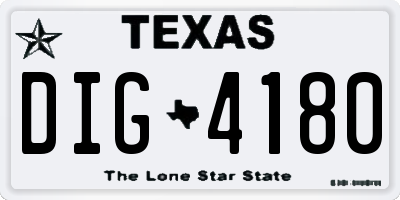TX license plate DIG4180