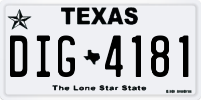 TX license plate DIG4181