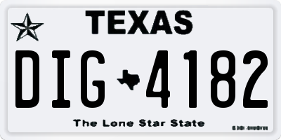 TX license plate DIG4182