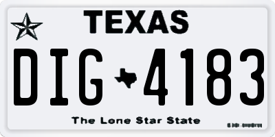 TX license plate DIG4183