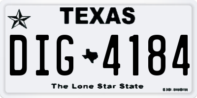 TX license plate DIG4184