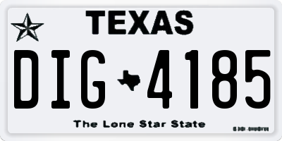TX license plate DIG4185