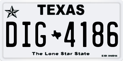 TX license plate DIG4186