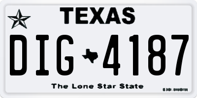 TX license plate DIG4187