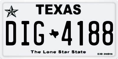 TX license plate DIG4188
