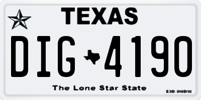 TX license plate DIG4190