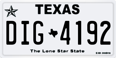 TX license plate DIG4192