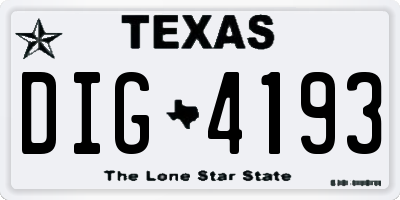 TX license plate DIG4193