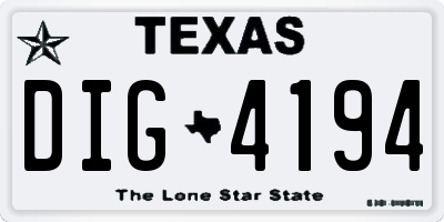 TX license plate DIG4194