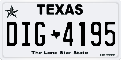 TX license plate DIG4195