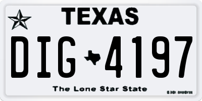 TX license plate DIG4197