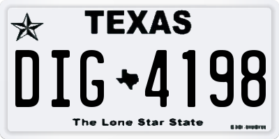 TX license plate DIG4198