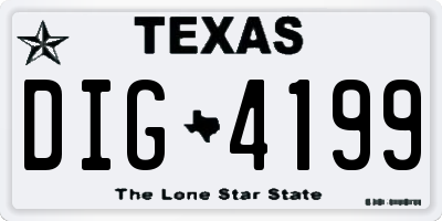 TX license plate DIG4199
