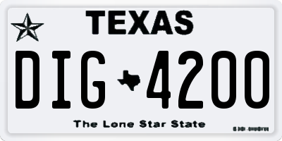 TX license plate DIG4200