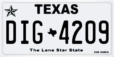 TX license plate DIG4209