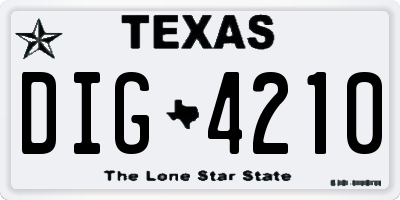TX license plate DIG4210