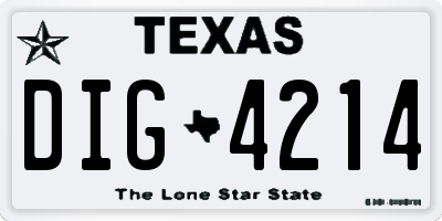 TX license plate DIG4214