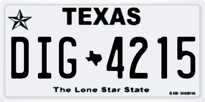 TX license plate DIG4215