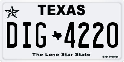 TX license plate DIG4220