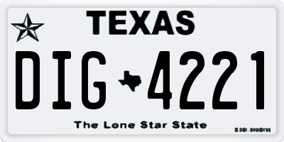 TX license plate DIG4221