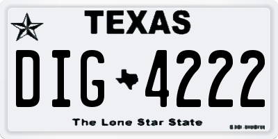 TX license plate DIG4222