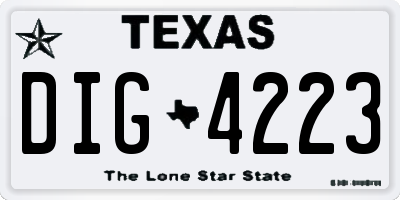 TX license plate DIG4223