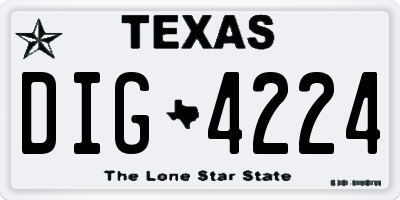 TX license plate DIG4224